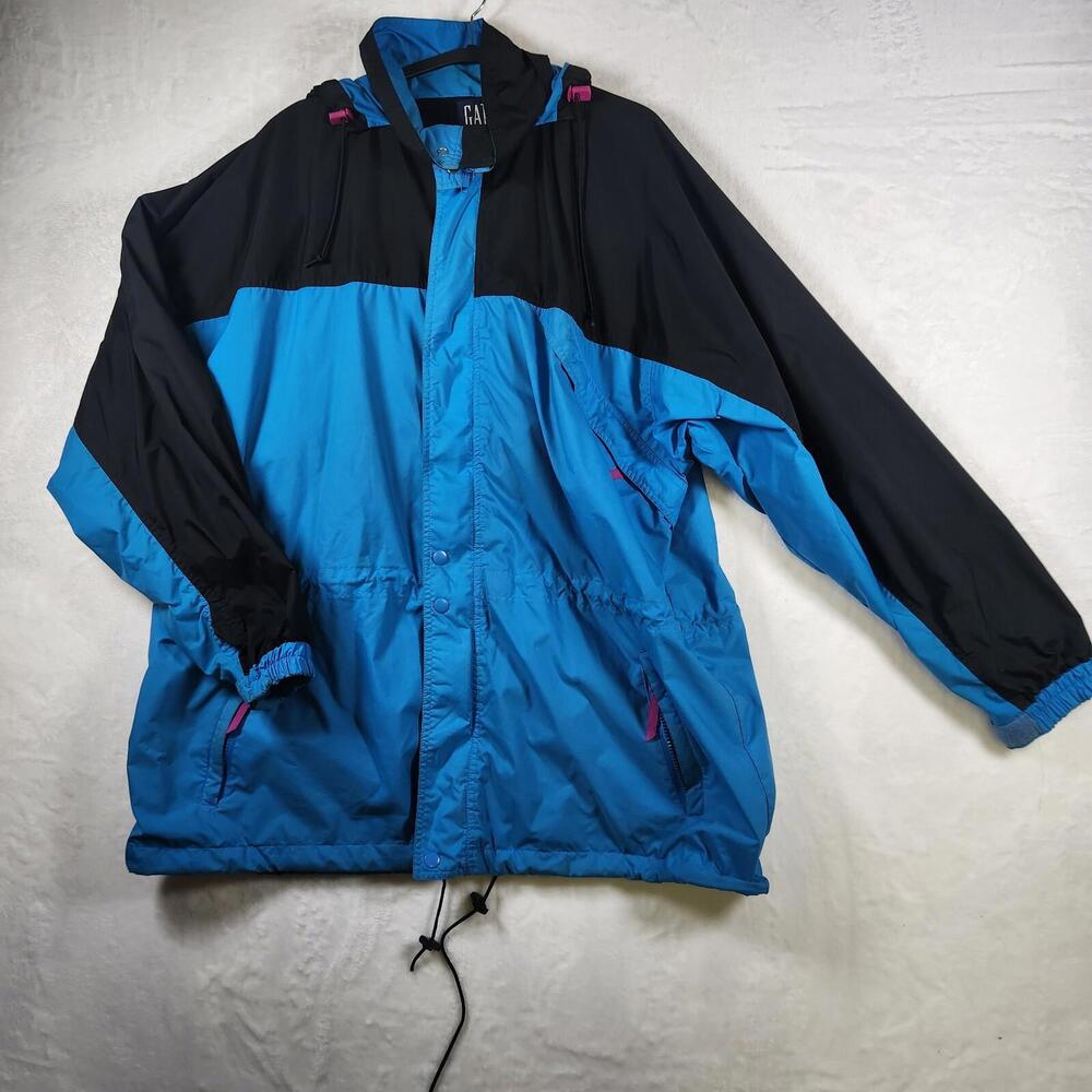 Vtg 90s Gap Windbreaker Ski Jacket‎ Blue Nylon Size Large Full Zip